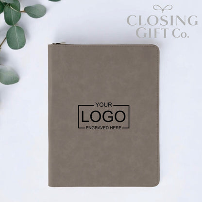 CUSTOM ENGRAVED ZIPPER PORTFOLIO WITH NOTEPAD