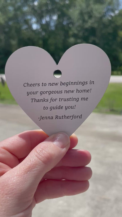 CUSTOM ENGRAVED HEART SHAPE ACRYLIC GIFT TAG