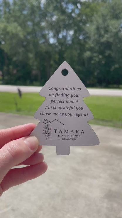 CUSTOM ENRAVED CHRISTMAS TREE SHAPE ACRYLIC GIFT TAG