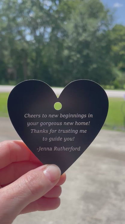 CUSTOM ENGRAVED HEART SHAPE ACRYLIC GIFT TAG