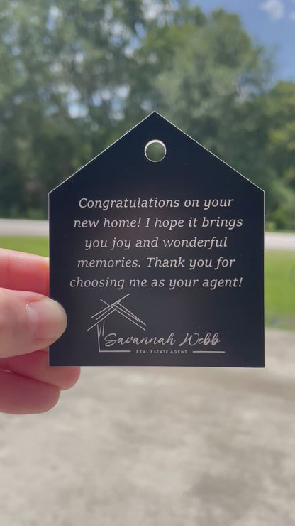 CUSTOM ENGRAVED HOME / HOUSE SHAPE ACRYLIC GIFT TAG