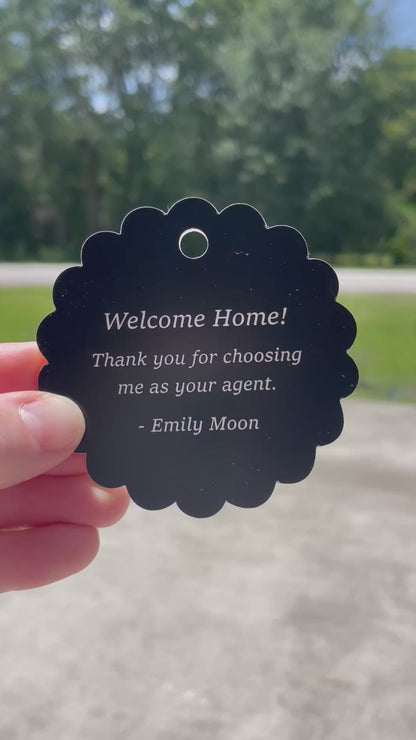 CUSTOM ENGRAVED SCALLOP SHAPE ACRYLIC GIFT TAG