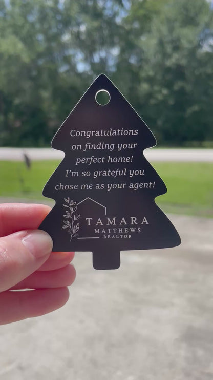 CUSTOM ENRAVED CHRISTMAS TREE SHAPE ACRYLIC GIFT TAG